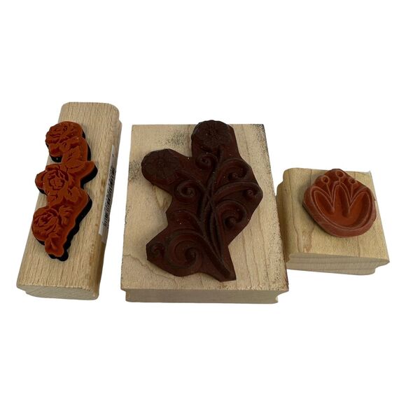 Mixed Lot of 10 Wood Mounted Rubber Stamps Flowers Turnip Sayings Birthday - Picture 4 of 5